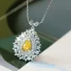 Xiy T pur or massif larme jaune diamant grand pendentif impertinent femme collier