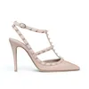 Designer Luxury Womens High Heels Sandales Spikes Chaussures habitantes Cuir breveté Toe Poiptoes pepte