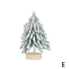 Christmas Decorations Mini Trees Flocked Unique With Wooden Bases For Tabletop Decor Props
