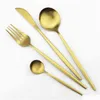 Conjuntos de louça Jankng 30pcs Matte Gold Talheres Conjunto de aço inoxidável Cutelaria Faca Colher Forquilha Sierware Cozinha Talheres 211108 Drop D DHS3W