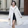 Casacos de trincheira femininos moda inverno com capuz acolchoado longo parkas para baixo algodão casaco quente impermeável blusão jaqueta usar em ambos os lados