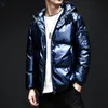 Men's Jackets Mens Winter Jacket Hooded Down Cotton Clothing Windproof Warm Men Parkas Thicken Outerwear Fashion Solid Shiny Parka 231207