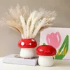 Dekorativa föremål Figurer Creative Mushroom Vase Ceramic Hydroponic Flower Arrangement Home Decor Desktop Ornament Flowerpot 231207