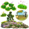 Dekorativa blommor gräs tufts byggnad layout sandbord blommor kluster diy miniatyr trädgård dekor hållbar statisk landskapsmodell landskap