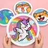 Party Games Crafts Rond frame eenhoorn diamant schilderij kitten handgemaakte dinosaurus creatieve stickers tijger diy puntverf 231207