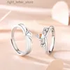 Solitaire Ring Real 925 Sterling Silver Moonstone Prince Princess Open Par Ring Original Design Romantiska fina smycken 2023 New YQ231207