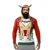 Męskie swetry w brzydkim świątecznym swetrze 3D Elk Print z kapturem dzianin men harajuku jumper pullover unisex dzianinowe zimowe ubrania