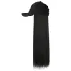 Czapki kulkowe modne czarny kapelusz baseballowy czapkę baseballową z peruką Kobiet Kobiet K-Pop długie proste włosy hair Peruka 231207