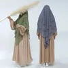 Ropa étnica Turquía Dubai 3 capas Bufanda de gasa Larga Khimar Mujeres Oración musulmana Hijab Eid Ramadán Burqa islámico Abayas árabe Tocado