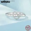Solitaire Ring WOSTU 925 Sterling Silver Heart Belt Ring with Zircon For Women Wedding Party Daily Gift Adjustable Fine Jewellery FIR985 YQ231207