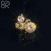 Boucles d'oreilles en grappe de Moissanite Vvs, clous ronds glacés, diamant taille brillant, véritable fleur en or massif 14k, offre spéciale