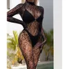 Sexy Frauen-Körper-Unterwäsche, schwarzer Leoparden-Body, kein offener Schritt, Teddy-Bodystockings, erotische Dessous, Porno-Kostüme