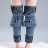 Women's Jean Thermal Jeans Winter Snow Warm Stretch High Waist Lady Skinny Thicken Denim Pants Mom Sexy Blue Black Gray Trousers 231206