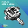 Cykelpedaler Racework M8100 Pedal Self-Locking Pedal Ultra-Light SPD Mountain Bikes Lock Pedal med SH-51 Locking Clip Racing Cycling Part 231207