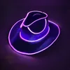 Chapéus de festa sem fio disco luminoso led noiva cowgirl chapéu brilhante barra de luz boné despedida de solteira fontes piscando néon ocidental cowboy chapéu 231206