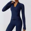 Lu Lu jas jas yoga-outfit effen kleur zak met volledige ritssluiting dames sport fitness jas duim jack treinjas met lange mouwen