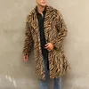 Mezclas de lana para hombres Hombres Chaqueta de abrigo de piel sintética Abrigos largos cálidos de invierno Ropa exterior Espesar Leopardo Outwear 231207