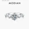 Solitaire Ring MODIAN Sparkling Dazzling Wedding Crown Finger Rings For Women Real 925 Sterling Silver Ring Engagement Statement Female Jewelry YQ231207