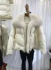 Mulheres Coletes Annsirgra Inverno Mulheres Pato Branco Para Baixo Jaqueta Grosso Quente Solto Casaco Natural Real Gola De Pele De Luxo Outerwear Moda 231207