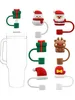 Autres boissons Leeseph 6pcs Couverture de paille de Noël Topper en silicone Compatible avec les couvercles de pointe de gobelet de 8 mm Cadeau mignon 231207