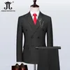 Ternos masculinos Blazers S 7XL Blazer Vest Calças Listras Verticais Double Breasted Estilo Britânico Terno Noivo Casamento Prom Party Business Tuxedo 231207