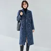 Herfst en winter kleine geurige windwol grove tweed halflange jas hoogwaardige wollen jas voor dames