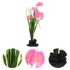 Servis uppsättningar Artificial Calla Flower: Japanese Sushi Plate Decoration Plants Greenery Buskar 3st för inomhus utomhusträdgårdsfönster