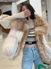 Women's Fur Faux Fur Women Winter Coat White Goose Down Jacket With Big Real Silver Fur Collar Female Loose Outerwear Fashion Overcoat 231206