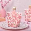 Geschenkpapier Kreative Rosa Box Französisch Tragbare Kirschblüten Hochzeit Süßigkeiten Tasche Baby Dusche Verpackung Papier Bevorzugungskästen Großhandel