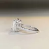 925 Sterling Silver Jewelry 2CT Emerald Cut Classic Wedfit Cutdown Engagement Ring Paved Halfway Def Moissanite