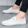 Kleidschuhe Penny Loafers für Männer Männlich Boot 2023 Leder Flache Mann Mokassins Herren Fahren Freizeitschuh Slip On Flats Weiß 231206