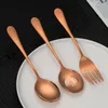 Dinnerware Sets Smooth Edges Spoon Colander Rust Prevention Gold Cutlery Easy To Use Clean Stainless Steel Knife Fork Tableware