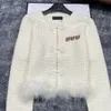 Дизайн меха женские кардиганские куртки писем свитера модные элегантные длинные рукавы трикотаж