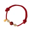 Pulseras de encanto 1 unid pulsera para las mujeres loto en tierra cinabrio natural hetian yufu marca cuerda roja estilo chino cuentas de cristal joyería