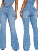 Jeans da donna Moda Donna Pantaloni elasticizzati da donna Stampa denim svasato femminile