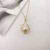 Colar com pingente de diamante de laboratório de ouro amarelo puro pérola joias femininas