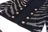 Nouveau Style Top qualité femmes tricots Cardigan classique en métal Lion visage bouton trois pièces ensemble Hot Fix strass manteau correspondant jupe gilet