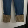 Mode Patchwork Druck Jeans Frauen Designer Hohe Taille Denim Hosen Breite Bein Denim Hosen