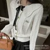 Kobiety Sweters Designer 2023 Autumn/Winter Lace Lapel Bow Bowd Karbit Cardigan Sweet and Cute Style Sweater Xz0i