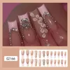 False Nails 24 PCS Glossy Long Ballerina Press On Nails Pink French Style Fake Nails With Rheinestone Shiny Artificial Reanvändbar False Nails 231207