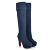 Stivali Stivali sexy elasticizzati sopra il ginocchio Stivali da donna con tacco alto 12 cm Stivali con plateau Donna Autunno Inverno Scarpe Stivali alti alla coscia Taglie forti 231206