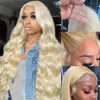 Body Wave 613 Honey Blonde Front Human Hair Wig Glueless Bleached 13x4 HD Transparent spets frontala peruk Förhindrad med för kvinnor