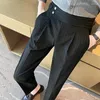 Pantaloni da uomo 2023 abito da lavoro pantaloni temperamento tinta unita casual slim a vita alta abito da sposa abbigliamento streetwear