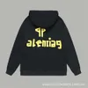 Hög version B Paris Adhesive Tape Letter Tryckt hoodie High Weight Lose Par Looped Jacket Hoodie