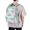 Mochila morangos flores rosa hortelã kawaii bonito pastel estética mochilas estudante saco de escola ombro portátil mochila viagem