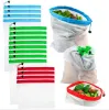 Sacos de compras reutilizáveis, malha ecológica, vegetais, frutas, brinquedos, bolsa de armazenamento, sacolas de mão, saco de armazenamento ambiental para casa