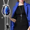 Pendant Necklaces LWMMD Unique Artificial Delicated Crystal Tulip Sweater Chain Silver Color Tassel Necklace For Women