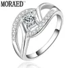 Solitaire Ring Yeni 925 Sterling Gümüş Çift Yüzük AAA Zircon Kadınlar Moda Düğün Nişan Partisi Hediye Tahmin Mücevher YQ231207