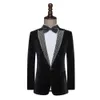 Sparkly Rhinestones Black Jacket Blazers Pants Men's Suits Male Singer Stage Performance Costume Party Host Groom Wedding Dress