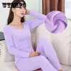 Women's Thermal Underwear Sexy Women Suit Thin Round Neck Tight-fitting Long Body Shaped Slim Intimate Sets Pajamas Warm Autumn Winter 231206